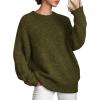 imagePRETTYGARDEN Womens Fall Long Sleeve Sweater Crew Neck Fuzzy Loose Fit Chunky Knit Oversized Pullover Sweaters Going Out TopsArmy Green