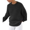 imagePRETTYGARDEN Womens Fall Long Sleeve Sweater Crew Neck Fuzzy Loose Fit Chunky Knit Oversized Pullover Sweaters Going Out TopsBlack