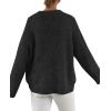 imagePRETTYGARDEN Womens Fall Long Sleeve Sweater Crew Neck Fuzzy Loose Fit Chunky Knit Oversized Pullover Sweaters Going Out TopsBlack
