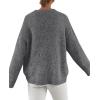 imagePRETTYGARDEN Womens Fall Long Sleeve Sweater Crew Neck Fuzzy Loose Fit Chunky Knit Oversized Pullover Sweaters Going Out TopsDark Grey