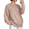 imagePRETTYGARDEN Womens Fall Long Sleeve Sweater Crew Neck Fuzzy Loose Fit Chunky Knit Oversized Pullover Sweaters Going Out TopsDusty Pink