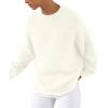 imagePRETTYGARDEN Womens Fall Long Sleeve Sweater Crew Neck Fuzzy Loose Fit Chunky Knit Oversized Pullover Sweaters Going Out TopsWhite