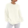 imagePRETTYGARDEN Womens Fall Long Sleeve Sweater Crew Neck Fuzzy Loose Fit Chunky Knit Oversized Pullover Sweaters Going Out TopsWhite
