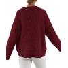 imagePRETTYGARDEN Womens Fall Long Sleeve Sweater Crew Neck Fuzzy Loose Fit Chunky Knit Oversized Pullover Sweaters Going Out TopsWine Red