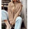 imagePRETTYGARDEN Womens Fall Oversized Pullover Sweaters Casual Crewneck Long Sleeve Chunky Cable Knit Tops Winter ClothingDark Apricot