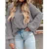 imagePRETTYGARDEN Womens Fall Oversized Pullover Sweaters Casual Crewneck Long Sleeve Chunky Cable Knit Tops Winter ClothingGrey