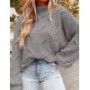 imagePRETTYGARDEN Womens Fall Oversized Pullover Sweaters Casual Crewneck Long Sleeve Chunky Cable Knit Tops Winter ClothingGrey