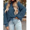 imagePRETTYGARDEN Womens Fall Oversized Pullover Sweaters Casual Crewneck Long Sleeve Chunky Cable Knit Tops Winter ClothingGrey Blue
