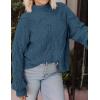 imagePRETTYGARDEN Womens Fall Oversized Pullover Sweaters Casual Crewneck Long Sleeve Chunky Cable Knit Tops Winter ClothingGrey Blue