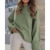 imagePRETTYGARDEN Womens Fall Oversized Sweaters Casual Crewneck Pullover Long Sleeve Fuzzy Chunky Knit Tops BlouseArmy Green
