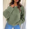 imagePRETTYGARDEN Womens Fall Oversized Sweaters Casual Crewneck Pullover Long Sleeve Fuzzy Chunky Knit Tops BlouseArmy Green