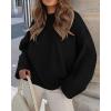 imagePRETTYGARDEN Womens Fall Oversized Sweaters Casual Crewneck Pullover Long Sleeve Fuzzy Chunky Knit Tops BlouseBlack