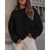 imagePRETTYGARDEN Womens Fall Oversized Sweaters Casual Crewneck Pullover Long Sleeve Fuzzy Chunky Knit Tops BlouseBlack