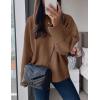 imagePRETTYGARDEN Womens Fall Oversized Sweaters Casual Crewneck Pullover Long Sleeve Fuzzy Chunky Knit Tops BlouseBrown