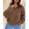 imagePRETTYGARDEN Womens Fall Oversized Sweaters Casual Crewneck Pullover Long Sleeve Fuzzy Chunky Knit Tops BlouseBrown
