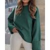 imagePRETTYGARDEN Womens Fall Oversized Sweaters Casual Crewneck Pullover Long Sleeve Fuzzy Chunky Knit Tops BlouseDark Green