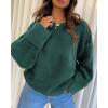 imagePRETTYGARDEN Womens Fall Oversized Sweaters Casual Crewneck Pullover Long Sleeve Fuzzy Chunky Knit Tops BlouseDark Green