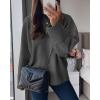 imagePRETTYGARDEN Womens Fall Oversized Sweaters Casual Crewneck Pullover Long Sleeve Fuzzy Chunky Knit Tops BlouseDark Grey