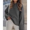 imagePRETTYGARDEN Womens Fall Oversized Sweaters Casual Crewneck Pullover Long Sleeve Fuzzy Chunky Knit Tops BlouseDark Grey