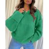 imagePRETTYGARDEN Womens Fall Oversized Sweaters Casual Crewneck Pullover Long Sleeve Fuzzy Chunky Knit Tops BlouseGreen