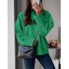 imagePRETTYGARDEN Womens Fall Oversized Sweaters Casual Crewneck Pullover Long Sleeve Fuzzy Chunky Knit Tops BlouseGreen