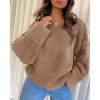imagePRETTYGARDEN Womens Fall Oversized Sweaters Casual Crewneck Pullover Long Sleeve Fuzzy Chunky Knit Tops BlouseKhaki