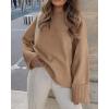 imagePRETTYGARDEN Womens Fall Oversized Sweaters Casual Crewneck Pullover Long Sleeve Fuzzy Chunky Knit Tops BlouseKhaki
