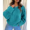 imagePRETTYGARDEN Womens Fall Oversized Sweaters Casual Crewneck Pullover Long Sleeve Fuzzy Chunky Knit Tops BlouseLake Blue