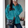 imagePRETTYGARDEN Womens Fall Oversized Sweaters Casual Crewneck Pullover Long Sleeve Fuzzy Chunky Knit Tops BlouseLake Blue