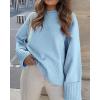 imagePRETTYGARDEN Womens Fall Oversized Sweaters Casual Crewneck Pullover Long Sleeve Fuzzy Chunky Knit Tops BlouseLight Blue