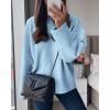 imagePRETTYGARDEN Womens Fall Oversized Sweaters Casual Crewneck Pullover Long Sleeve Fuzzy Chunky Knit Tops BlouseLight Blue