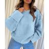 imagePRETTYGARDEN Womens Fall Oversized Sweaters Casual Crewneck Pullover Long Sleeve Fuzzy Chunky Knit Tops BlouseLight Blue