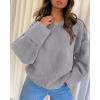 imagePRETTYGARDEN Womens Fall Oversized Sweaters Casual Crewneck Pullover Long Sleeve Fuzzy Chunky Knit Tops BlouseLight Grey