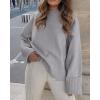 imagePRETTYGARDEN Womens Fall Oversized Sweaters Casual Crewneck Pullover Long Sleeve Fuzzy Chunky Knit Tops BlouseLight Grey