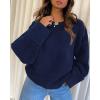 imagePRETTYGARDEN Womens Fall Oversized Sweaters Casual Crewneck Pullover Long Sleeve Fuzzy Chunky Knit Tops BlouseNavy