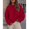 imagePRETTYGARDEN Womens Fall Oversized Sweaters Casual Crewneck Pullover Long Sleeve Fuzzy Chunky Knit Tops BlouseRed