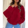 imagePRETTYGARDEN Womens Fall Oversized Sweaters Casual Crewneck Pullover Long Sleeve Fuzzy Chunky Knit Tops BlouseRed