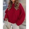 imagePRETTYGARDEN Womens Fall Oversized Sweaters Casual Crewneck Pullover Long Sleeve Fuzzy Chunky Knit Tops BlouseRed