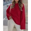 imagePRETTYGARDEN Womens Fall Oversized Sweaters Casual Crewneck Pullover Long Sleeve Fuzzy Chunky Knit Tops BlouseRed