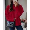 imagePRETTYGARDEN Womens Fall Oversized Sweaters Casual Crewneck Pullover Long Sleeve Fuzzy Chunky Knit Tops BlouseRed