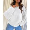 imagePRETTYGARDEN Womens Fall Oversized Sweaters Casual Crewneck Pullover Long Sleeve Fuzzy Chunky Knit Tops BlouseWhite