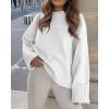 imagePRETTYGARDEN Womens Fall Oversized Sweaters Casual Crewneck Pullover Long Sleeve Fuzzy Chunky Knit Tops BlouseWhite