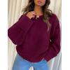 imagePRETTYGARDEN Womens Fall Oversized Sweaters Casual Crewneck Pullover Long Sleeve Fuzzy Chunky Knit Tops BlouseWine Red
