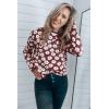 imagePRETTYGARDEN Womens Knit Floral Print Sweater Crewneck Long Sleeve Lightweight Pullover SweatshirtBrown