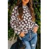 imagePRETTYGARDEN Womens Knit Floral Print Sweater Crewneck Long Sleeve Lightweight Pullover SweatshirtCoffee
