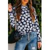 imagePRETTYGARDEN Womens Knit Floral Print Sweater Crewneck Long Sleeve Lightweight Pullover SweatshirtNavy