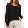 imagePRETTYGARDEN Womens Long Sleeve Shirts Lace Tops 2025 Fall Fashion Outfits Dressy Casual Blouses Work ClothesBlack