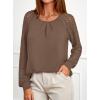 imagePRETTYGARDEN Womens Long Sleeve Shirts Lace Tops 2025 Fall Fashion Outfits Dressy Casual Blouses Work ClothesLight Brown