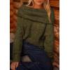 imagePRETTYGARDEN Womens Off The Shoulder Sweater Long Sleeve Tops 2025 Fall Loose Knit Pullover Sweaters Winter ClothesArmy Green