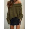 imagePRETTYGARDEN Womens Off The Shoulder Sweater Long Sleeve Tops 2025 Fall Loose Knit Pullover Sweaters Winter ClothesArmy Green